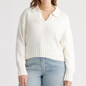 Quince Cropped Cotton Polo Sweater
